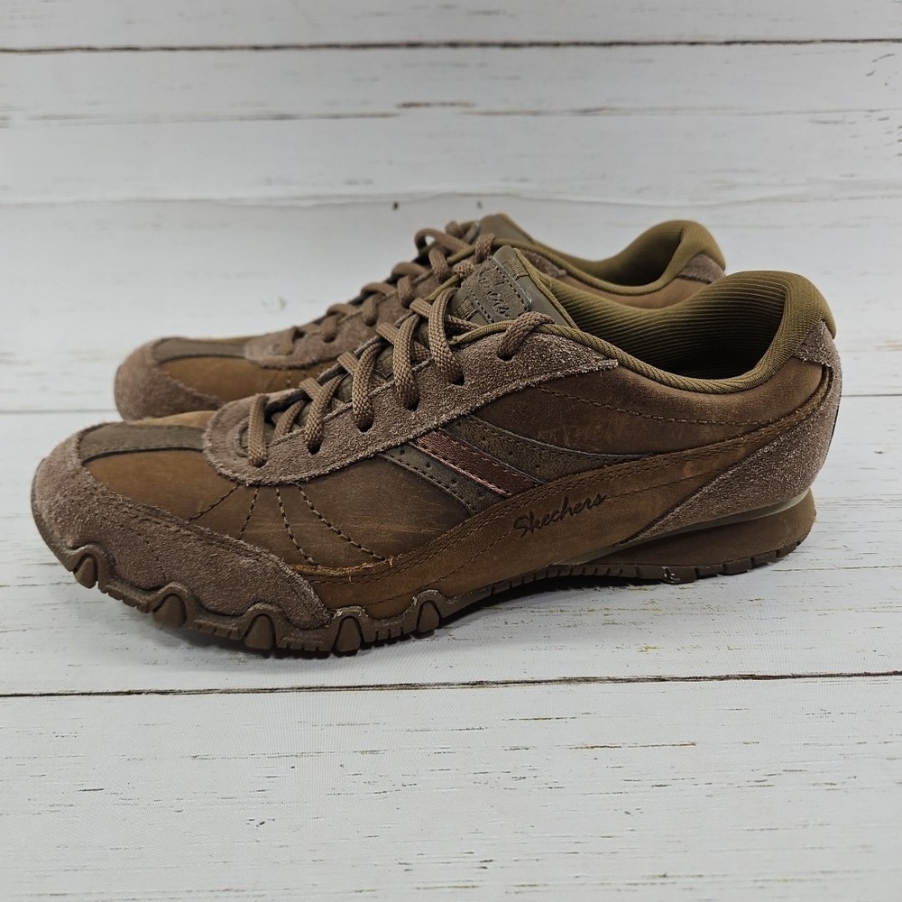 Skechers‎ Bikers Systematic Womens 9 Brown Leather Relaxed Fit Shoes Sneakers